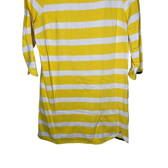 Crown & Ivy Women’s M Yellow White Stripe Tunic Top or Mini Dress Cotton 33” - Picture 3 of 12